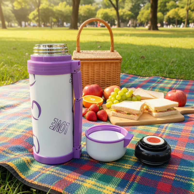 Custom Logo Love Heart Vacuum Insulated Thermos Flask | Food Grade Stainless Steel Camping Travel Bottle Carry Handle Rope