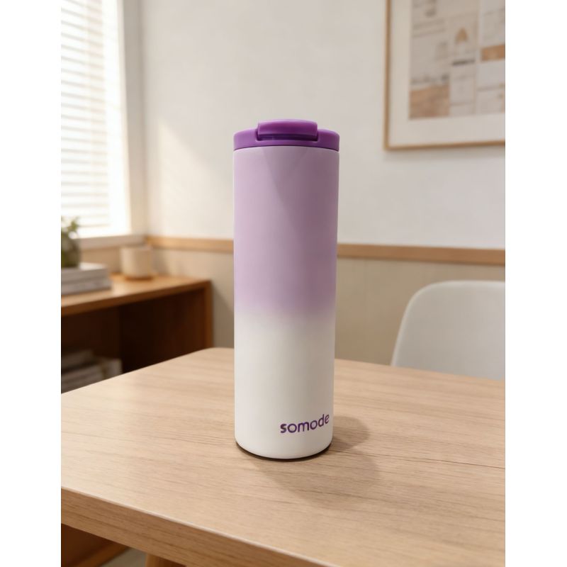 그라데이션 컬러 스테인리스 스틸 보온 텀블러, 플립탑 뚜껑, 누수 방지 여행용 머그컵 (사무실, 피크닉, 일상 수분 섭취용)