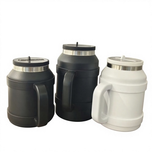 Custom LOGO Big Capacity Double Wall Stainless Steel Vacuum Hot and Cold Drink Bottle With Handle and Straw