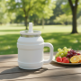 Custom LOGO  Big Capacity Double Wall Stainless Steel Vacuum Hot and Cold Drink Bottle With Handle and Straw
