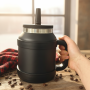 Custom LOGO  Big Capacity Double Wall Stainless Steel Vacuum Hot and Cold Drink Bottle With Handle and Straw