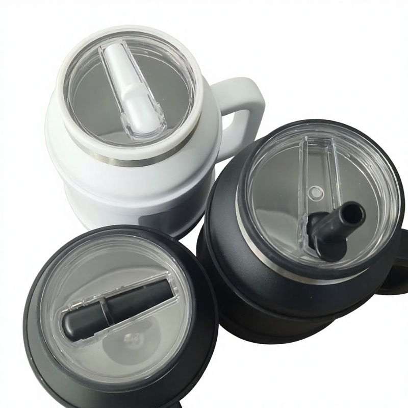 Custom LOGO  Big Capacity Double Wall Stainless Steel Vacuum Hot and Cold Drink Bottle With Handle and Straw
