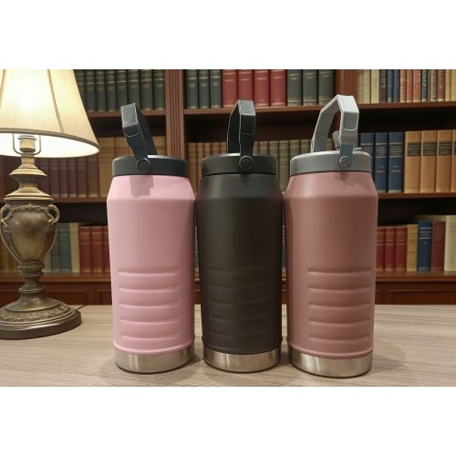 Large Capacity Stainless Steel Tumbler with Handle and Straw Insulated Water Bottle Travel Mug for Outdoor