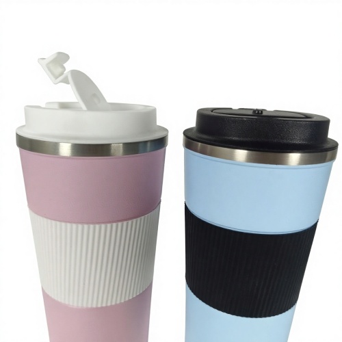 Insulated Travel Thermal Coffee Mug Reusable 500ml Stainless Steel Tumbler with Powder Coated Lid Vacuum Bottle Type