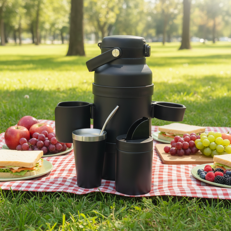 Neue, großvolumige, vakuumisolierte Sport-Trinkflasche aus Edelstahl 304 mit praktischem Griff für die Fahrzeugmontage im Freien
