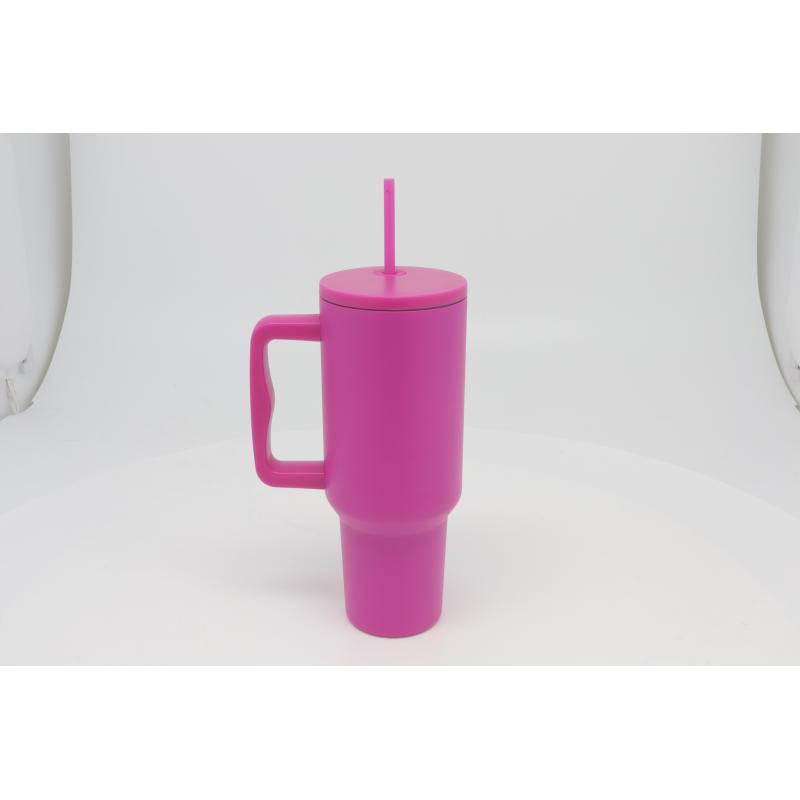 40 oz Double-Wall Stainless Steel Vacuum Insulated Travel Tumbler Water Cup with Handle Lids and Straw for Car Use