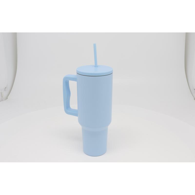 40 oz Double-Wall Stainless Steel Vacuum Insulated Travel Tumbler Water Cup with Handle Lids and Straw for Car Use