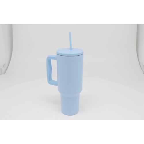 40 oz Double-Wall Stainless Steel Vacuum Insulated Travel Tumbler Water Cup with Handle Lids and Straw for Car Use