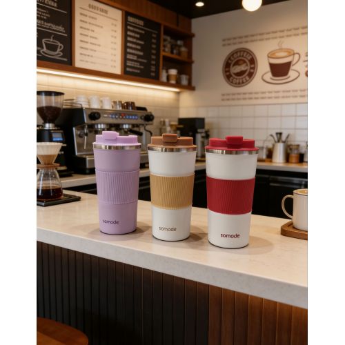 Stylish Double Wall Eco-friendly Stainless Steel Thermos Coffee Cup with Silicone Sleeve for Daily Use, Office and Outdoor