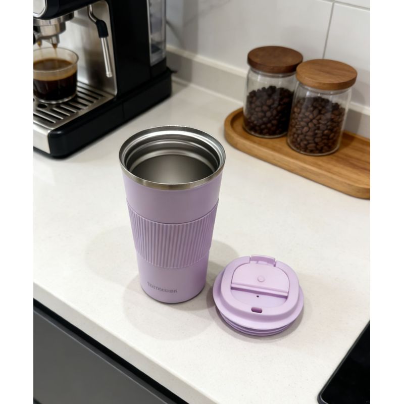 Stylish Double Wall Eco-friendly Stainless Steel Thermos Coffee Cup with Silicone Sleeve for Daily Use, Office and Outdoor