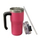 Offerta imperdibile: bicchiere termico da 20 once in acciaio inossidabile con manico e cannuccia, a doppia parete, a prova di perdite, con isolamento sottovuoto, ideale per feste e viaggi, senza BPA.