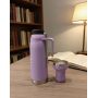 Vacuum Insulated Stainless Steel Bullet Shape Water Bottle with Portable Handle and Detachable Cup for Travel Camping and Daily