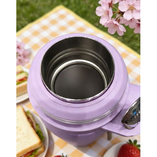 Vacuum Insulated Stainless Steel Bullet Shape Water Bottle with Portable Handle and Detachable Cup for Travel Camping and Daily