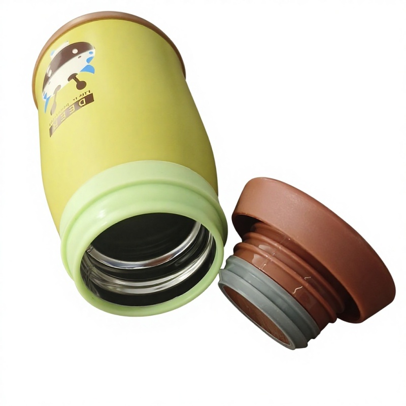 Niedliche Kinder-Thermosflasche mit Tiermotiv, 260 ml, doppelwandig, aus Edelstahl, ideal für den Schulanfang.