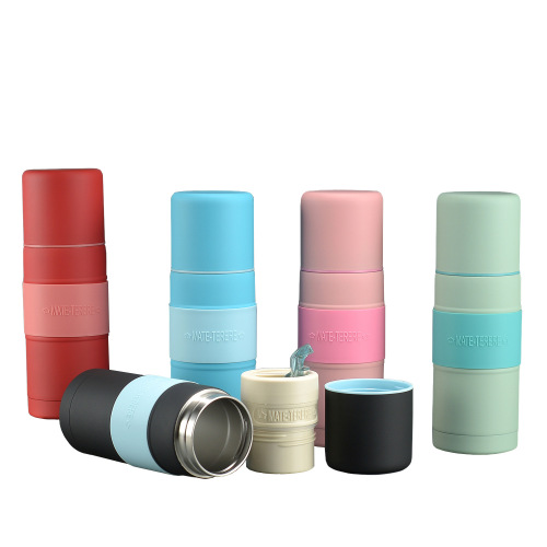Wholesale Customized Logo Rubber Painted Stainless Steel  Vacuum Flask  Reusable Yerba Mate Water Bottle