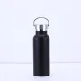 Gourde de sport de voyage en acier inoxydable à double paroi isotherme, recouverte de poudre colorée à paillettes et munie d'une poignée