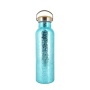 Gourde de sport de voyage en acier inoxydable à double paroi isotherme, recouverte de poudre colorée à paillettes et munie d'une poignée
