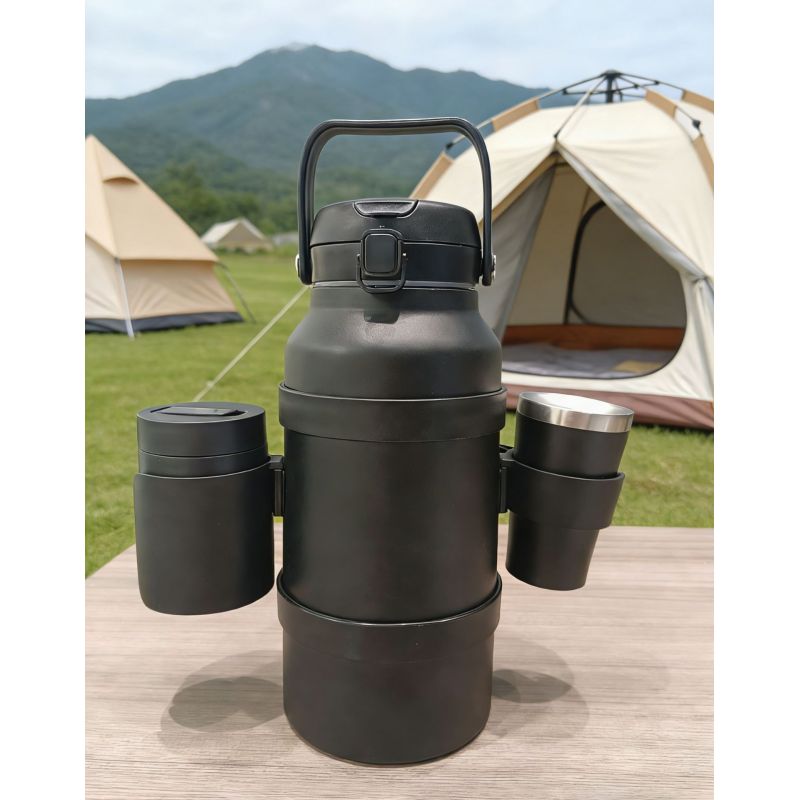Insulated Thermos with Dual Drinking Options Large Capacity Travel Flask with Detachable Cups for Daily Use Adventures