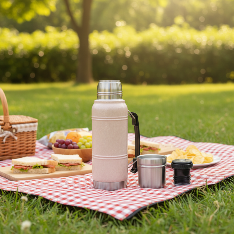 Custom 1000ml Classic Stainless Steel Vacuum Insulated Wide Mouth Camping Travel Large Capacity Leak-Proof BPA Free 12-24 Hours