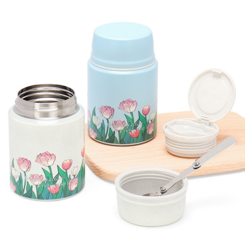 2L Stainless Steel Tiffin Bento Lunch Jar Hot Food Double Wall Insulated Vacuum Flask with Spoon Food Container