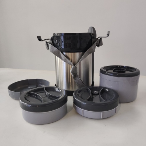 2L Stainless Steel Tiffin Bento Lunch Jar Hot Food Double Wall Insulated Vacuum Flask with Spoon Food Container