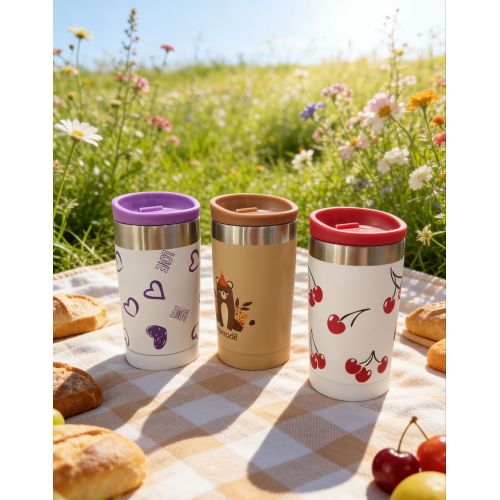 300ml or 240ml Double-Layer Stainless Steel Coffee Mug Cute Pattern Leak-Proof Portable Travel Cup for Daily Office Outdoor Use
