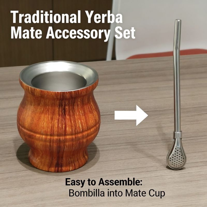 Maßgefertigtes Großhandels-Set aus doppelwandigem Edelstahl 304 für Yerba Mate, Bombilla-Strohhalm, argentinischer Mate-Becher, traditioneller Tee aus der Kalebasse, Camping