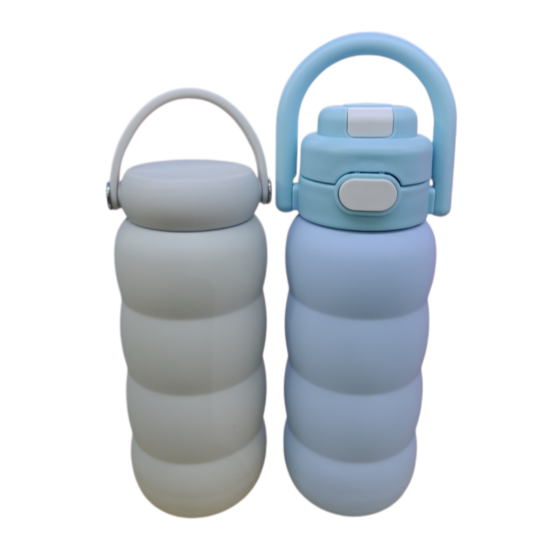 新商品 600ml かわいいポータブルアウトドア用曲線形状広口簡単お手入れステンレス製断熱カップウォーターボトル