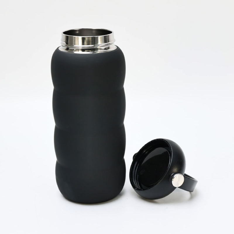 新商品 600ml かわいいポータブルアウトドア用曲線形状広口簡単お手入れステンレス製断熱カップウォーターボトル