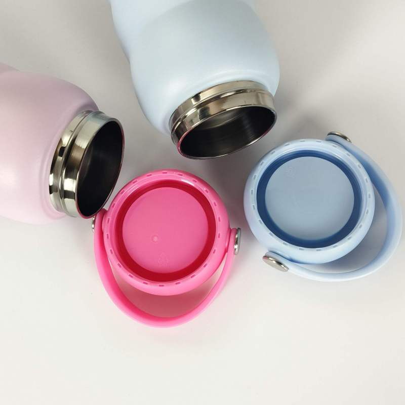 新商品 600ml かわいいポータブルアウトドア用曲線形状広口簡単お手入れステンレス製断熱カップウォーターボトル