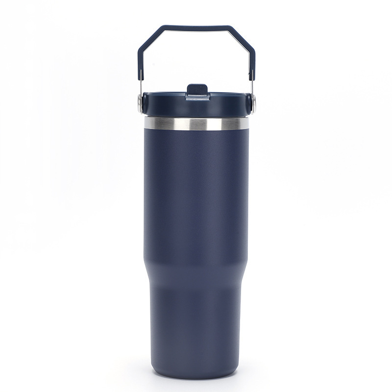 20OZ Stainless Steel Metal Double Wall  Travel Vacuum Water Bottle Insulated Coffee Tumbler with Handle Lid Straw