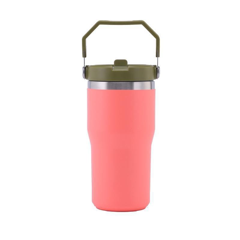 20OZ Stainless Steel Metal Double Wall  Travel Vacuum Water Bottle Insulated Coffee Tumbler with Handle Lid Straw