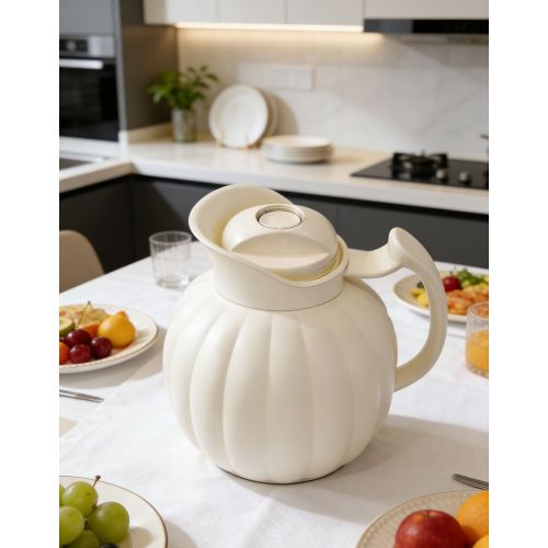 Pumpkin Shaped Thermal Coffee Carafe Large Capacity Insulated Pitcher With Curved Handle Perfect for Tea Coffee and Daily Use