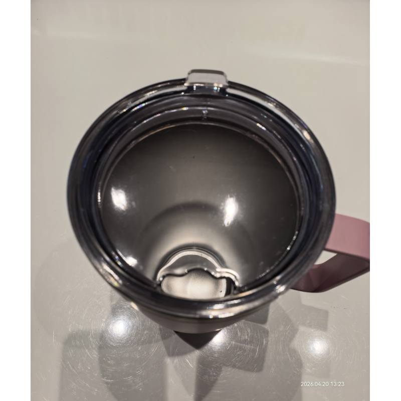 Stainless Steel Insulated Tumbler with Handle and Clear Lid Leakproof Double Wall Vacuum Travel Mug for Hot and Cold Beverages