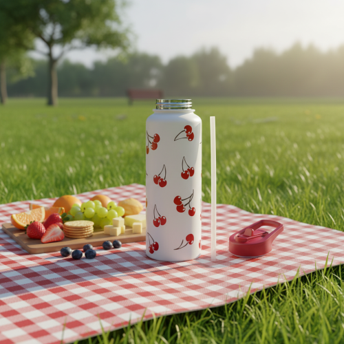 Shuangli Cartoon Cute Cherry Bow Stainless Steel Vacuum Thermos Cup-Camping Use Double Wall Leak-Proof 12-24 Hours Thermal