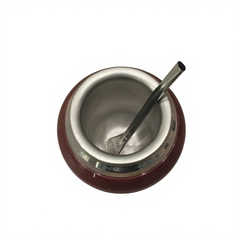 Maßgefertigtes Großhandels-Set klassischer argentinischer Yerba-Mate-Becher, doppelwandig, vakuumisoliert, Edelstahl, leicht, Camping-Set Bombillas