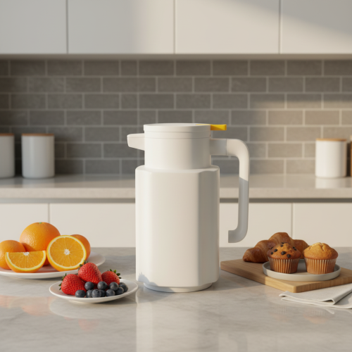 Glass Liner Double Wall Insulated Thermos Jug Colorful Block Design with Anti-slip Handle Leak-proof Thermal Carafe for Kitchen