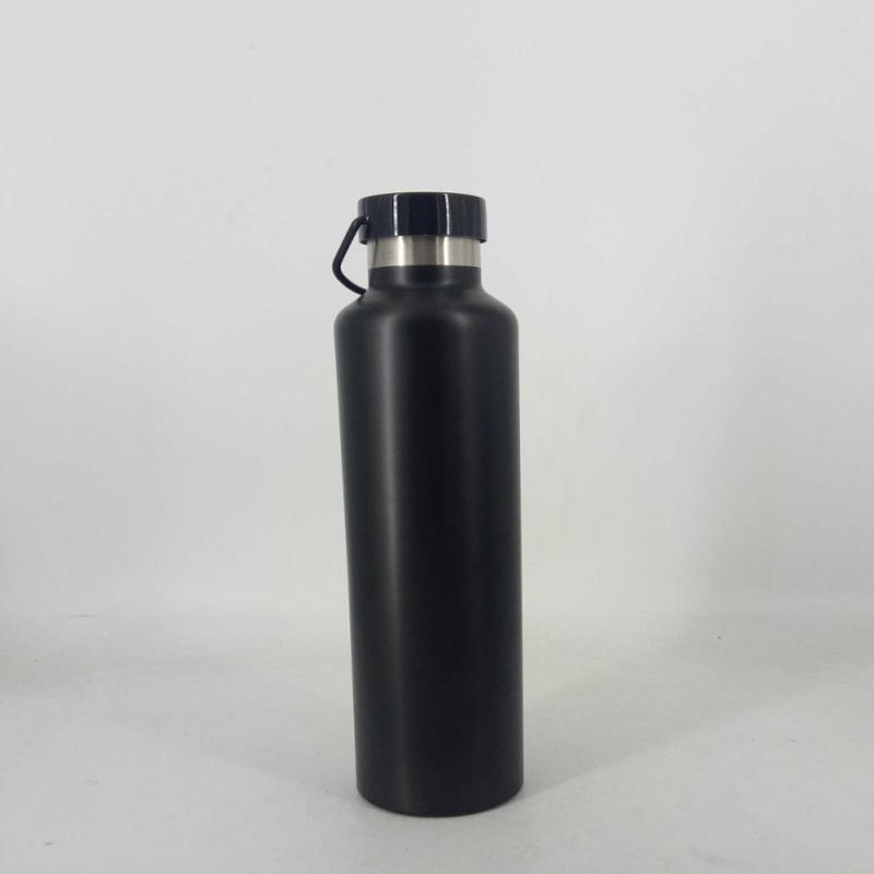 Borraccia sportiva da viaggio in acciaio inox a doppia parete con isolamento sottovuoto e maniglia.