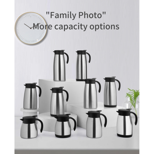 Wholesale 500ml 750ml 1000ml 1200ml 1400ml Double Wall Stainless Steel Vacuum Thermal Coffee Pot Thermos Tea Coffee Pot