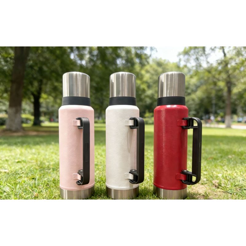 Thermos da viaggio/campeggio all'aperto in acciaio inossidabile di grande capacità con tazza inclusa.