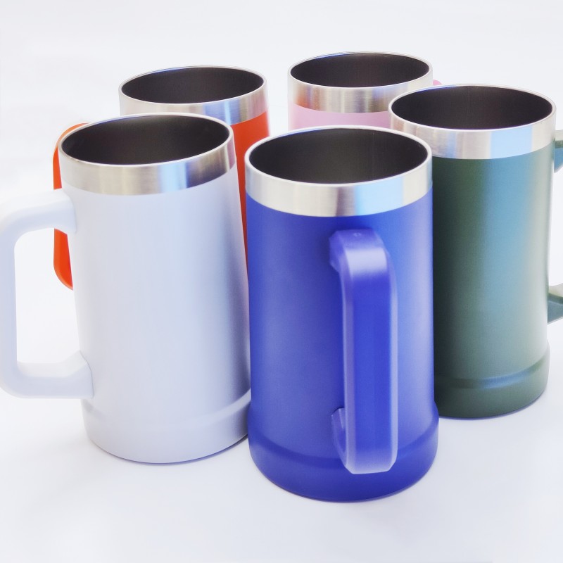 Manufacturer Tumbler 710ml Travel Beer Mug Wine Tumbler Cups Stainless Steel Insulated Coffee Mug with Handle