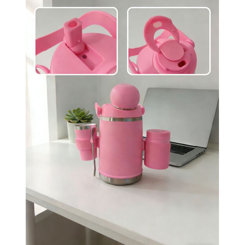 2500ml Multi-use Stainless Steel Insulated Flask Set 304 Food Grade Vacuum Double Wall Cup&Spoon 12-24 Hours Thermal Camping