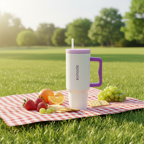2026 New Design 40 oz Double Wall Vacuum Insulated Stainless Steel Tumbler Handle Straw BPA Free 6-12 Hours Thermal Insulation