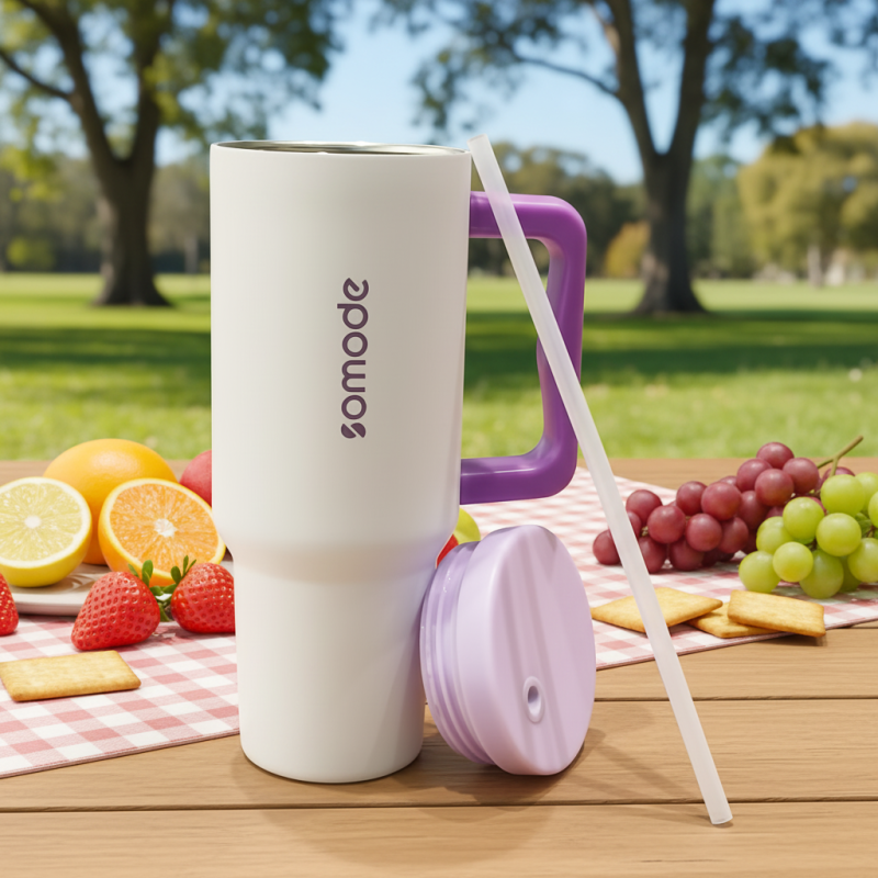 2026 New Design 40 oz Double Wall Vacuum Insulated Stainless Steel Tumbler Handle Straw BPA Free 6-12 Hours Thermal Insulation