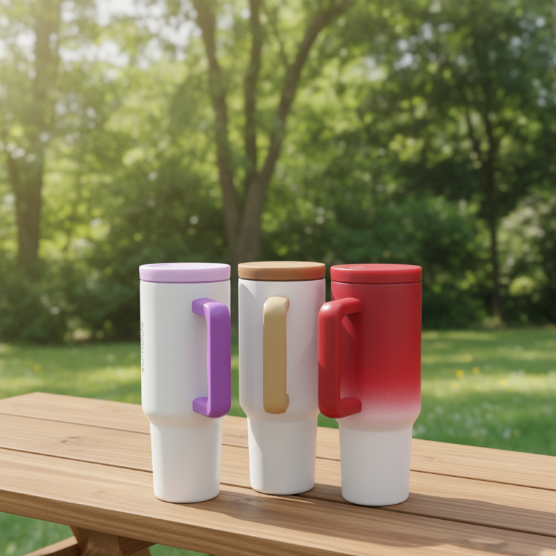2026 New Design 40 oz Double Wall Vacuum Insulated Stainless Steel Tumbler Handle Straw BPA Free 6-12 Hours Thermal Insulation