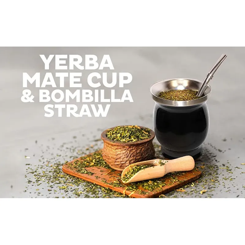 Tazza da tè Yerba Mate in acciaio inox con bombilla, nuovo stile argentino, in offerta speciale.