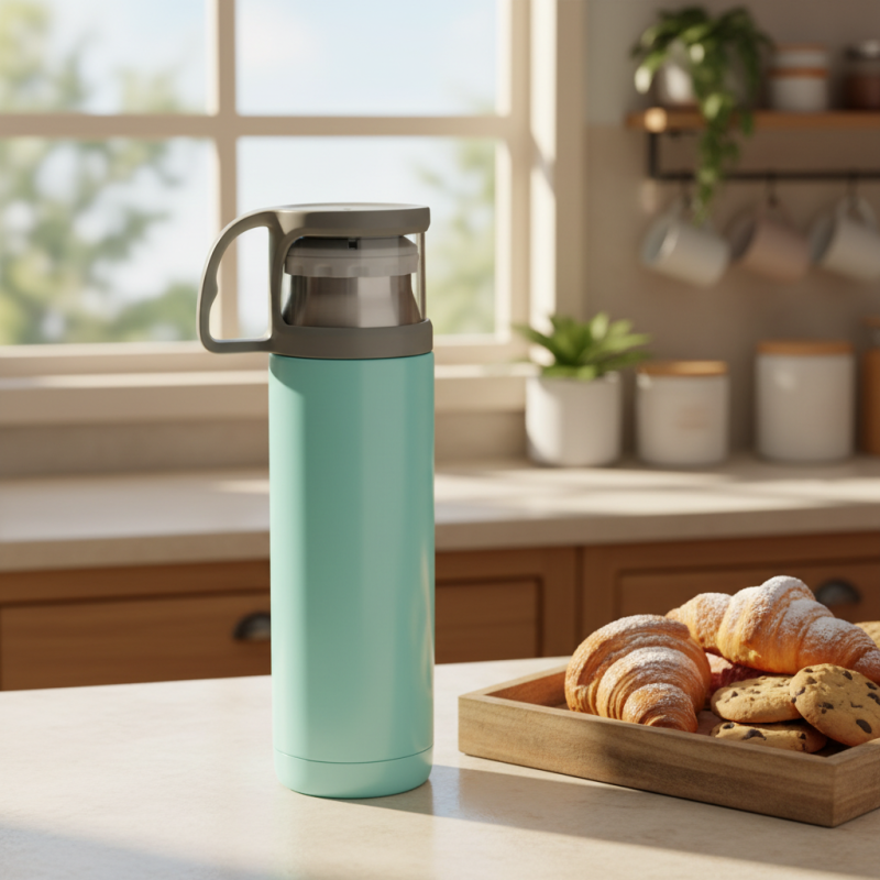 2026 Stainless Steel Vacuum Insulated Thermos Bottle Plastic Lid Handgrip BPA Free Leak-Proof Double Wall Thermal Insulation