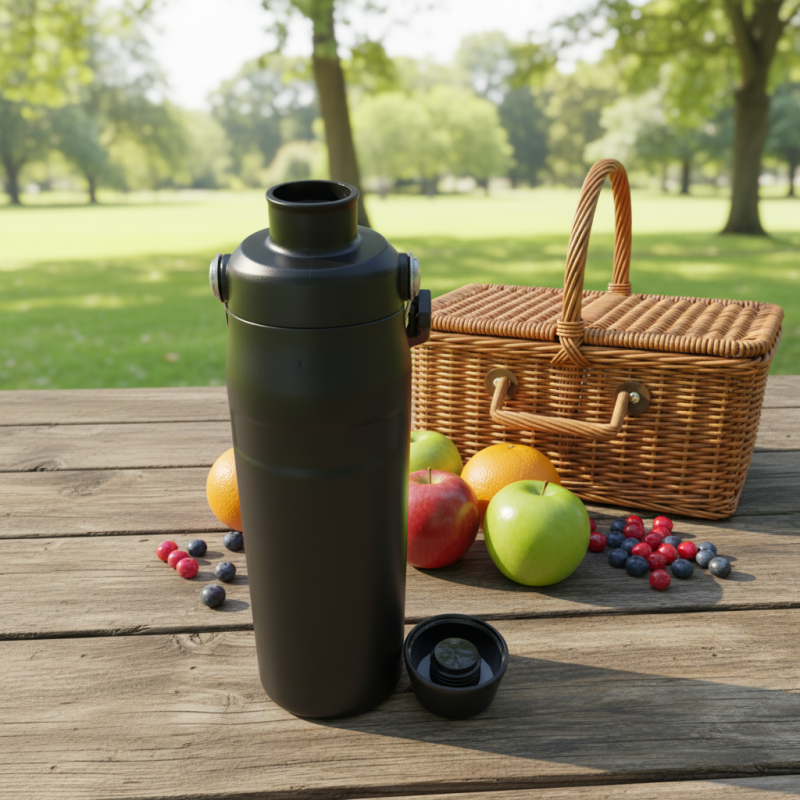 Termo clásico de acero inoxidable con aislamiento al vacío, a prueba de fugas, libre de BPA, con agarre ergonómico desmontable, ideal para acampar.