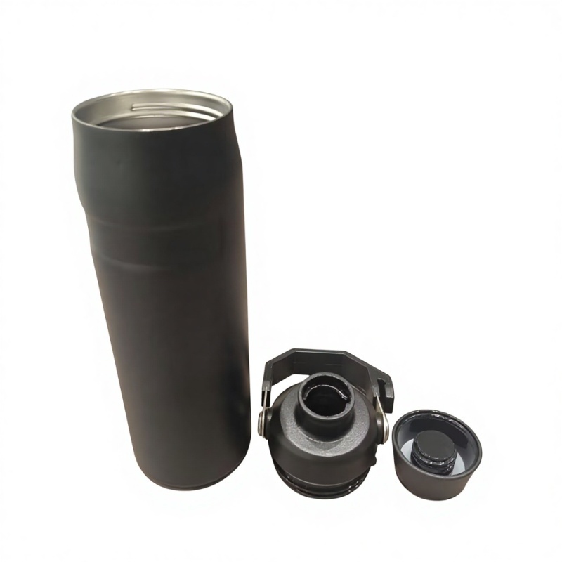 Termo clásico de acero inoxidable con aislamiento al vacío, a prueba de fugas, libre de BPA, con agarre ergonómico desmontable, ideal para acampar.