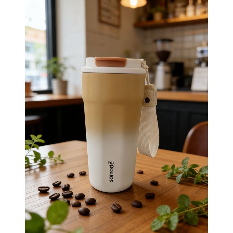 Neuer, stylischer, pulverbeschichteter Isolierbecher aus Edelstahl für unterwegs (400 ml, 480 ml, 600 ml) – ideal für Reisen.